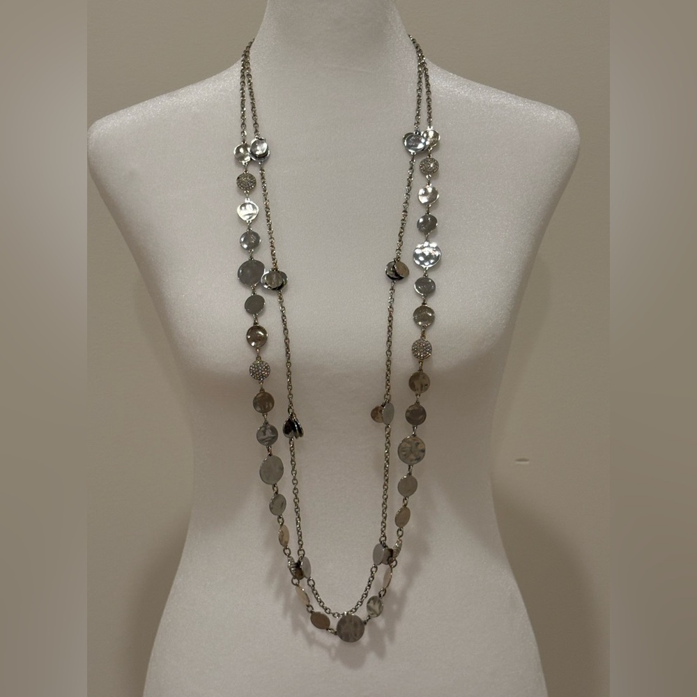 Chico's Silver Disc Necklace